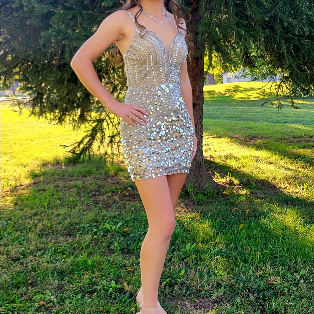 Glamorous Silver Sequin Homecoming/Formal Dress